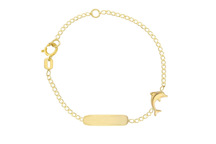 Bracciale bimba oro 750‰ con delfino e piastrina Selezione Zanolli