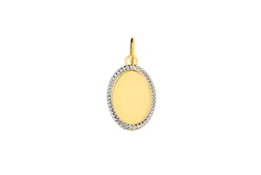 Medaglietta ovale oro 750‰ con bordo diamantato Selezione Zanolli