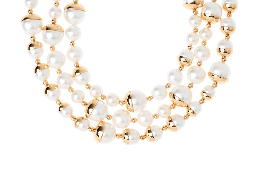 Collana Fashion Mood dorata con tre fili di perle Sovrani