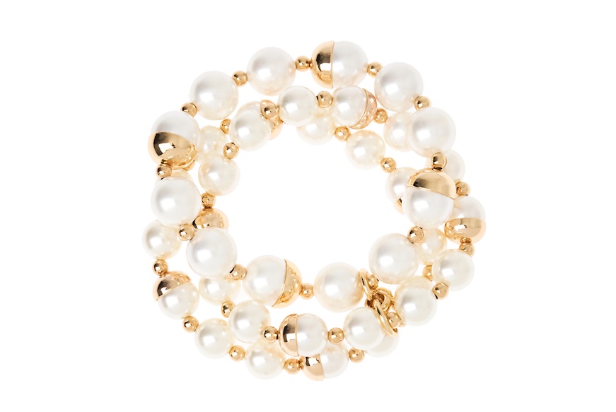 Bracciale Fashion Mood dorato con tre fili di perle Sovrani