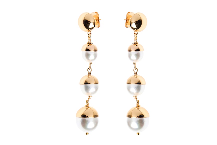 Orecchini pendenti Fashion Mood ottone finitura dorata con perle Sovrani