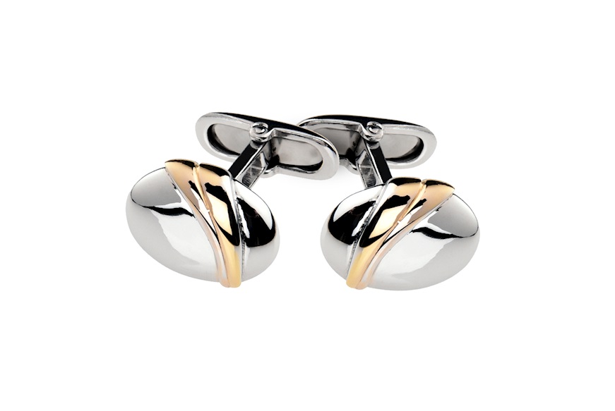 Cufflinks silver ovals with golden stripes Selezione Zanolli