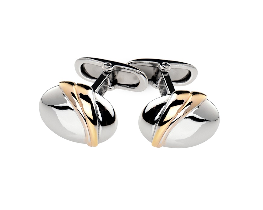 Gemelli argento ovali con righe dorate Selezione Zanolli