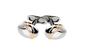 Cufflinks silver ovals with golden stripes Selezione Zanolli