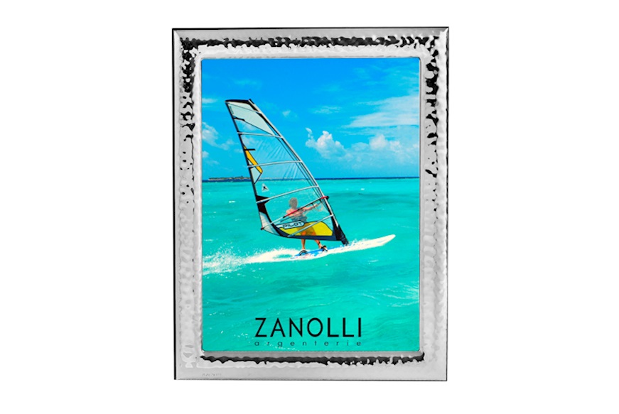 Picture frame bilaminated Silver with narrow hammered band Selezione Zanolli