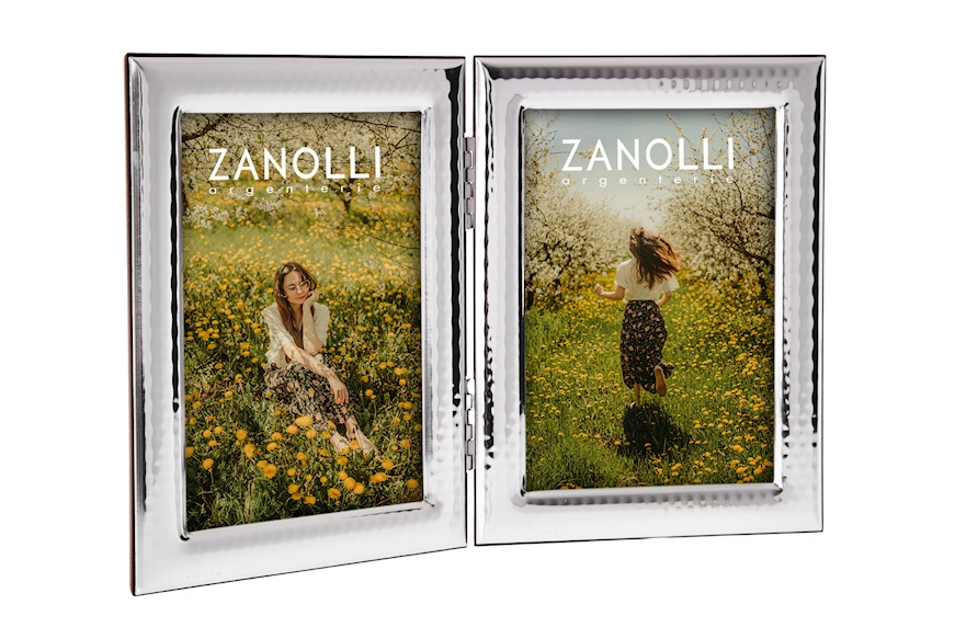 Double picture frame bilaminated Silver hammered Selezione Zanolli