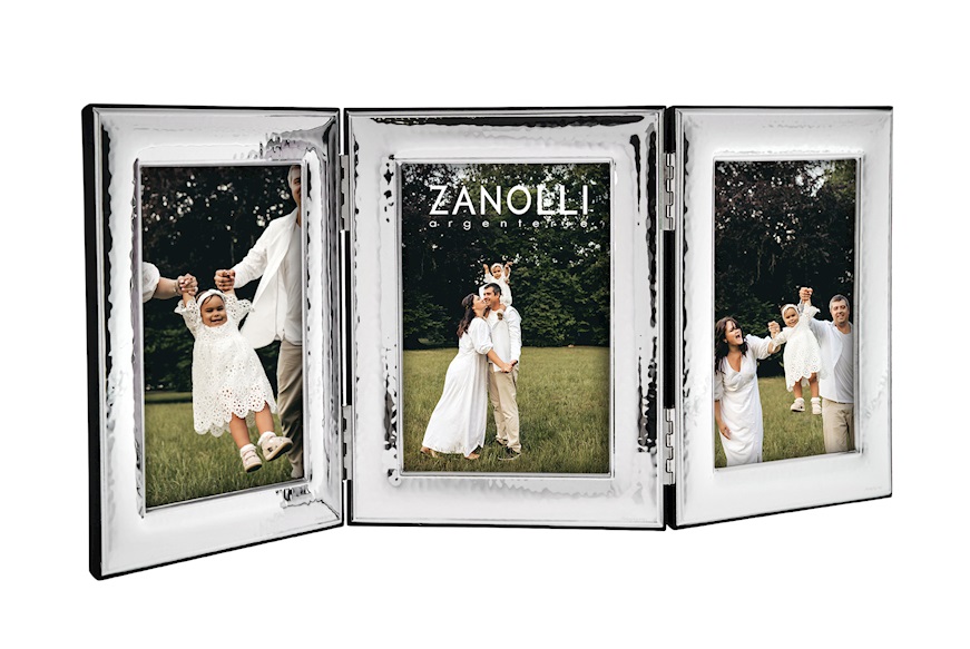 Triple picture frame bilaminated Silver hammered Selezione Zanolli