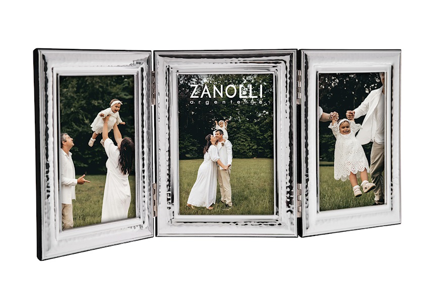 Triple picture frame bilaminated Silver hammered Selezione Zanolli