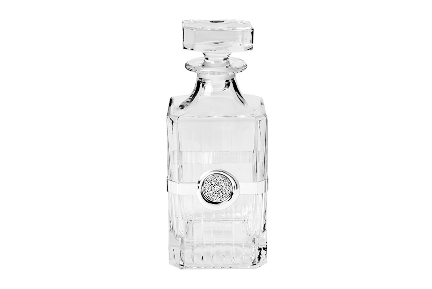 Bottiglia liquore cristallo con fascia argentata Selezione Zanolli