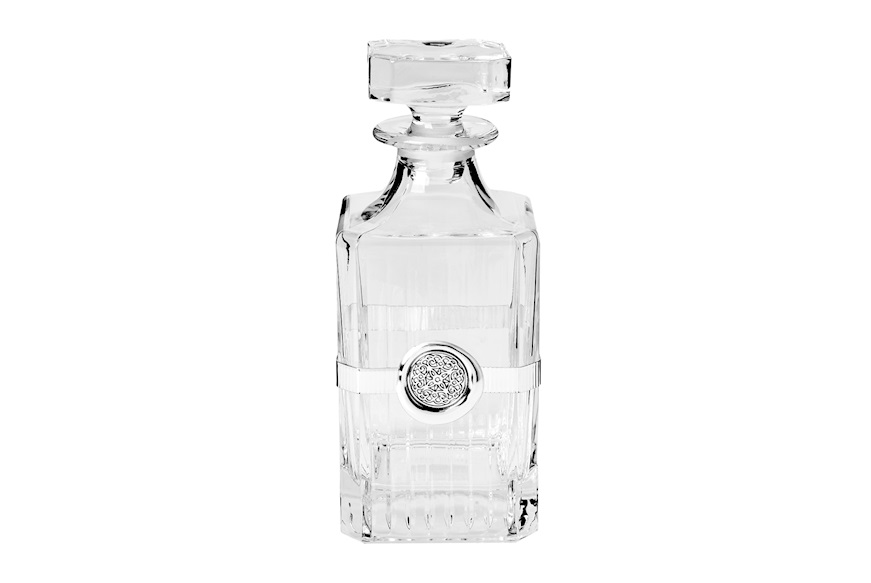 Liquor Bottle crystal with silver banda Selezione Zanolli