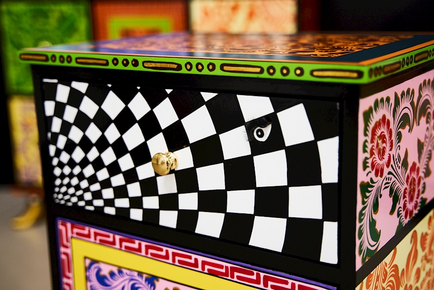 Cassettiera Ancona arancione tre cassetti Tom's Drag
