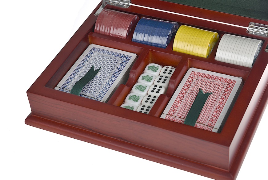 Table games set bilaminated Silver cards, dices and fiches Selezione Zanolli