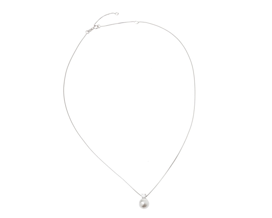 Parure Necklace and Earrings silver with shell pearl and cubic zirconia Sovrani