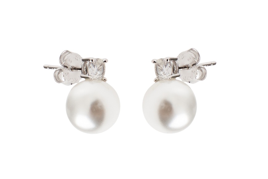 Parure Collana e Orecchini argento con shell pearl e cubic zirconia Sovrani