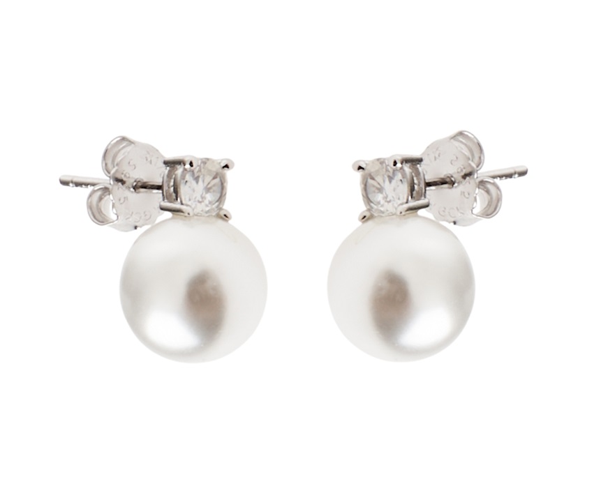 Parure collana e orecchini argento con shell pearl e cubic zirconia Sovrani
