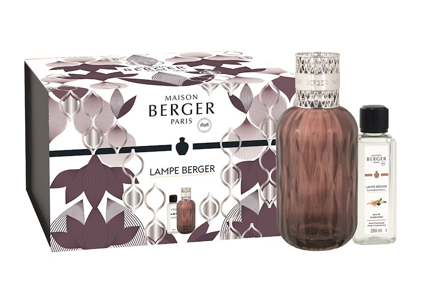 Gift Pack Lamp Quintessence Prugna with 250 ml perfume Ble d'Or Maison Berger Paris