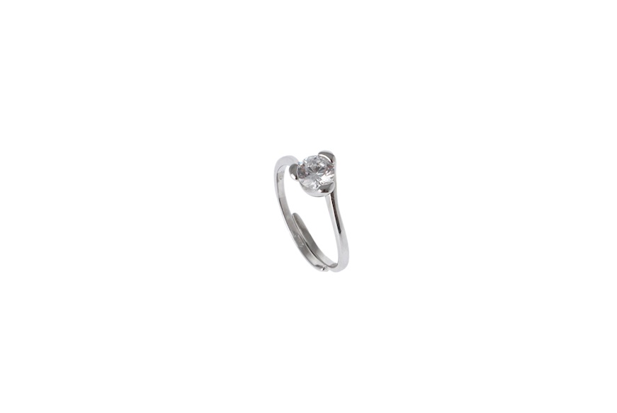 Anello solitario argento con zircone bianco Selezione Zanolli