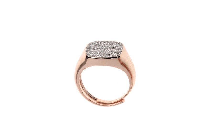 Ring silver square zircons pavè Selezione Zanolli