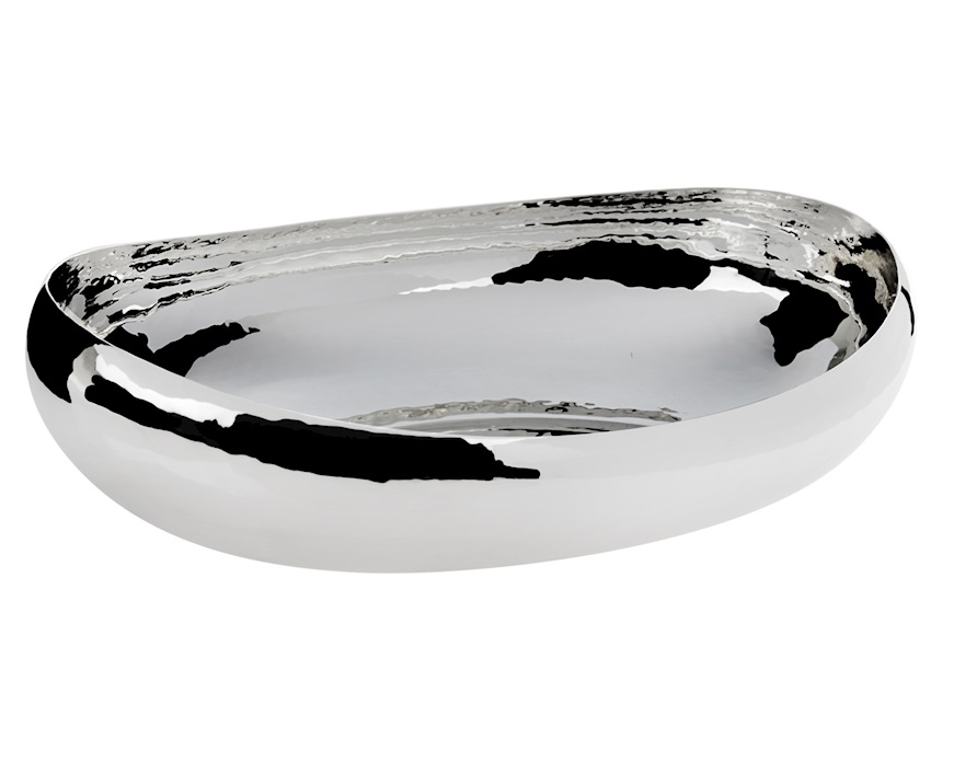 Ciotola ovale battuta bassa silver plated Selezione Zanolli