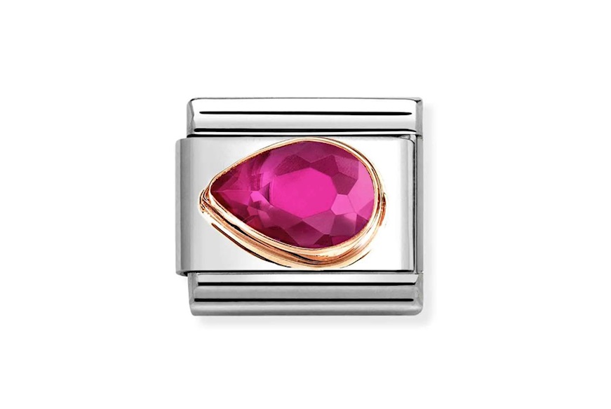 Goccia Pietra Rossa Composable acciaio oro rosa e cubic zirconia Nomination