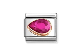 Goccia Pietra Rossa Composable acciaio oro rosa e cubic zirconia