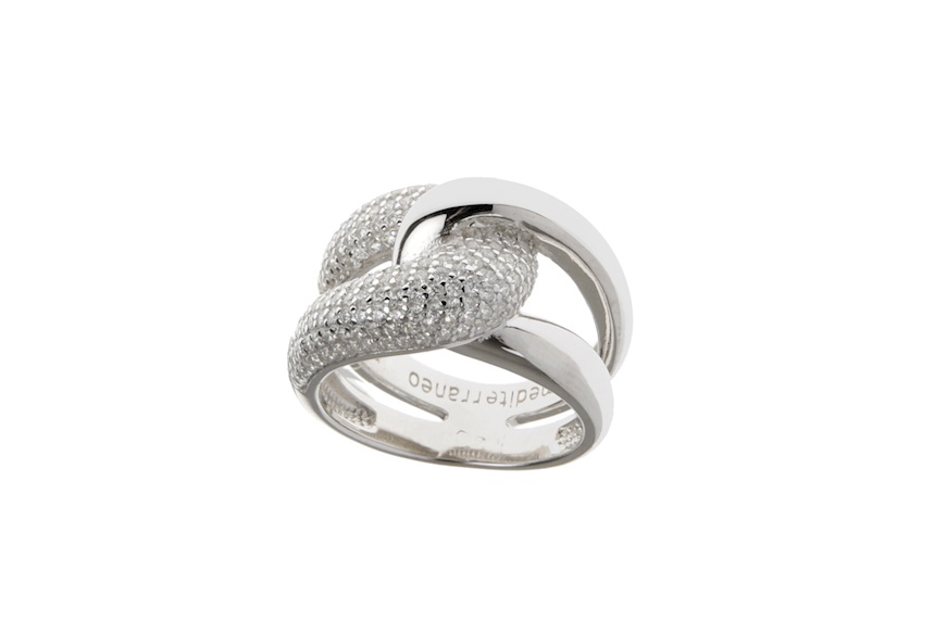 Ring silver braided with zircons Mediterraneo Gioielli