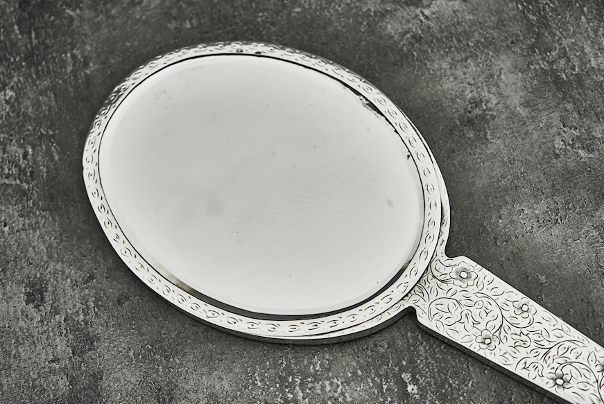 Specchio argento con incisione floreale Selezione Zanolli