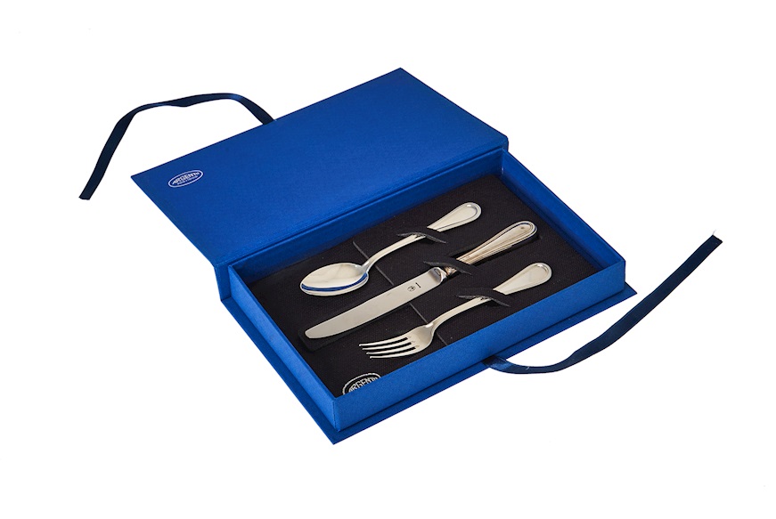 Baby cutlery set silver in English style Selezione Zanolli