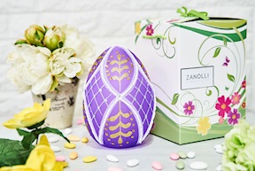 Idea regalo Pasqua Uovo luminoso decorato viola con luce LED Selezione Zanolli