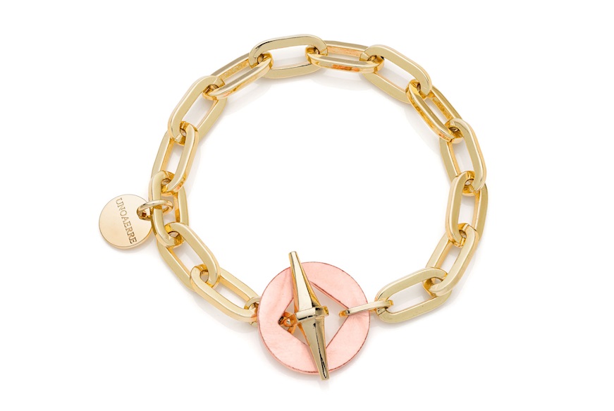 Bracelet Joya chain in gilded bronze with pink mother-of-pearl Unoaerre