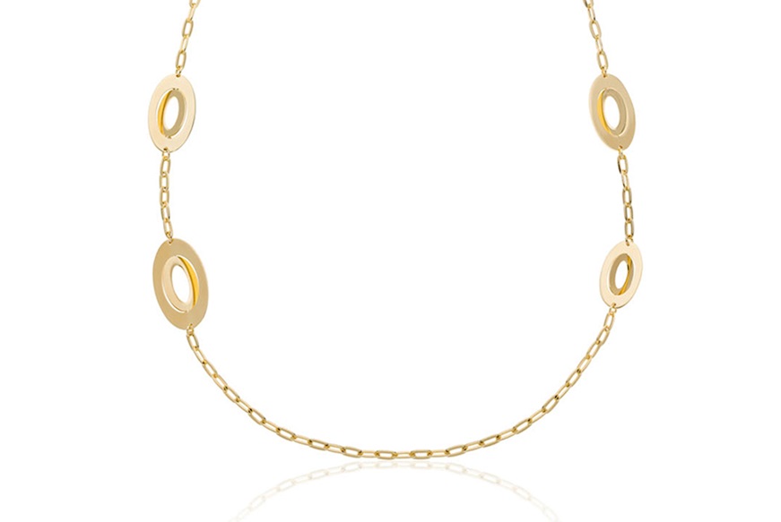 Long necklace Dinamica in gilded bronze Unoaerre