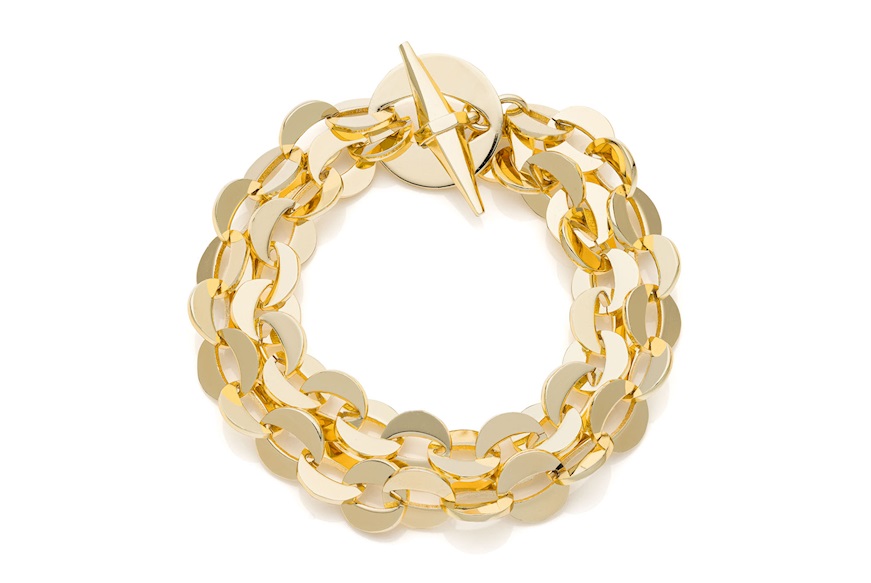 Bracelet Dinamica round chain in gilded bronze Unoaerre