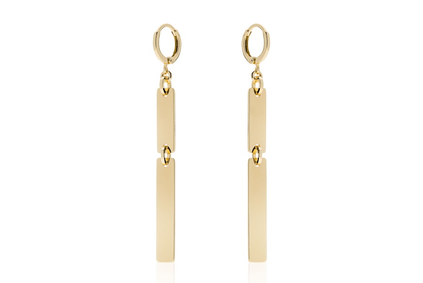 Orecchini pendenti Lux con maglia a rettangoli in bronzo dorato Unoaerre