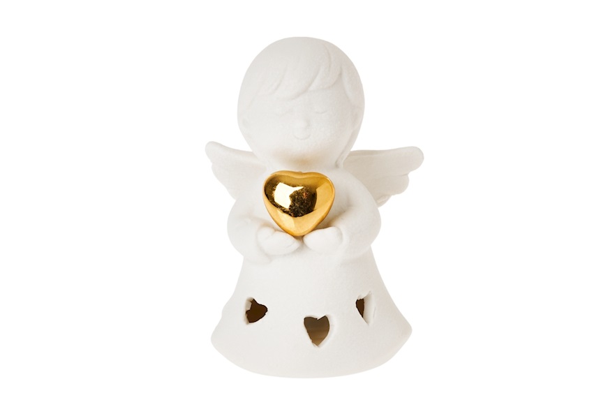 Angioletto porcellana con cuore oro e luce LED Selezione Zanolli