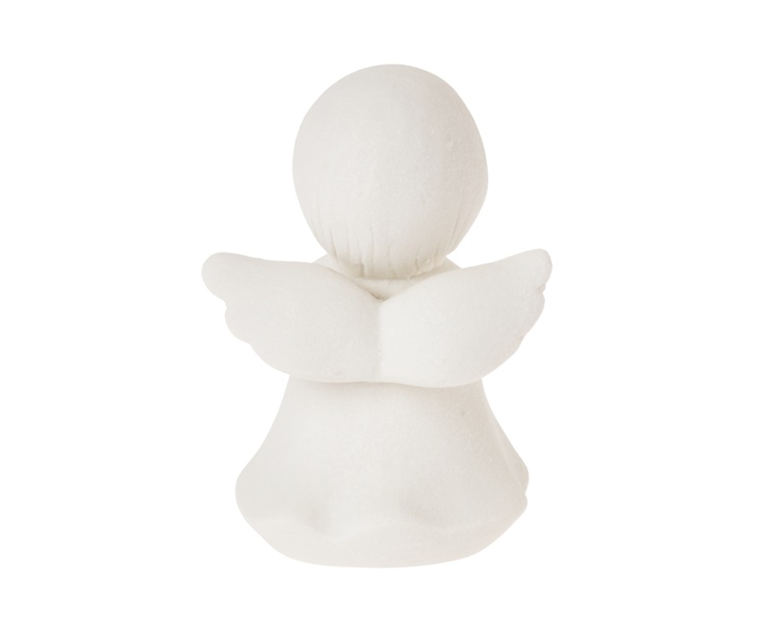 Statuina Angioletto con cuore porcellana con cuore oro e luce LED Selezione Zanolli