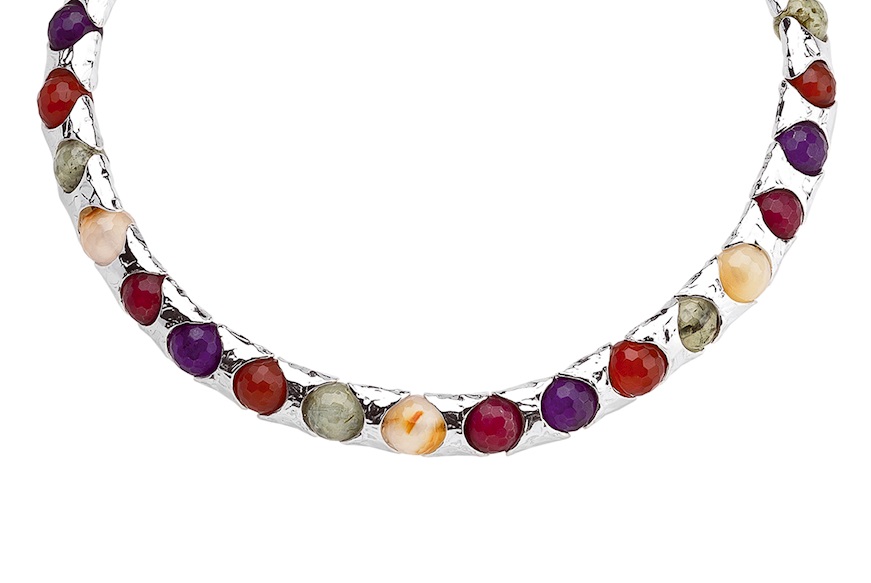 Necklace Rainbow silver with multicolored stones Selezione Zanolli