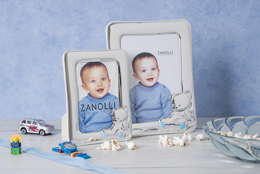 Picture frame sitting teddy bear light blue Selezione Zanolli