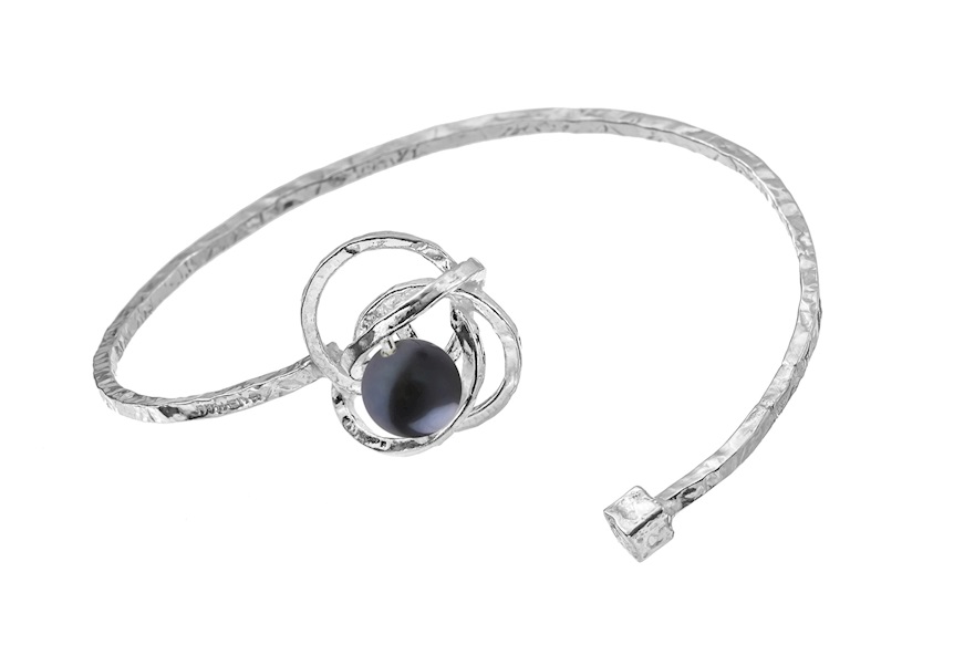 Bracelet Pura silver with black pearl Selezione Zanolli