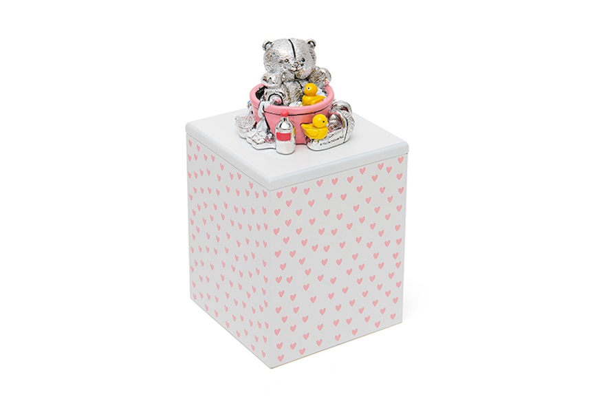 Music box Forever Friends Pink Teddy Bear with cotton balls Selezione Zanolli