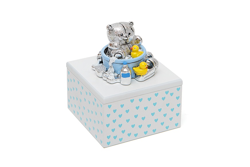 Music box Forever Friends Blue Teddy Bear with cotton swab Selezione Zanolli