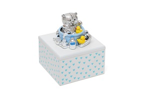 Scatola Carillon Bagnetto Forever Friends Orsetto Celeste con cotton-fioc Selezione Zanolli