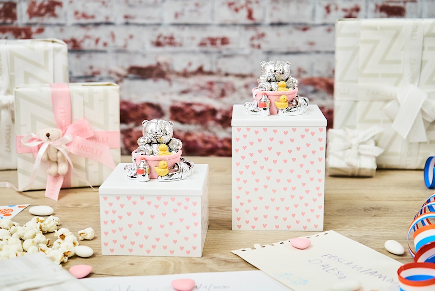 Scatola carillon bagnetto Forever Friends Orsetto Rosa con cotton-fioc Selezione Zanolli