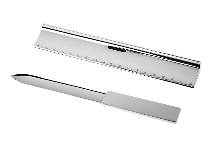 Office set 2 pieces silver plated paperknife, ruler Selezione Zanolli