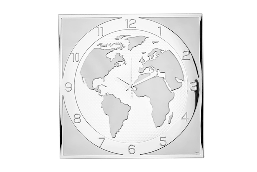 Orologio da parete Planisfero argento pvd Selezione Zanolli