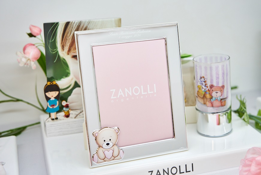 Picture frame Teddy Bear with Heart pvd Silver pink Selezione Zanolli