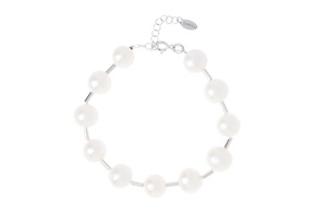 Bracciale argento con perle di fiume e cilindri Selezione Zanolli