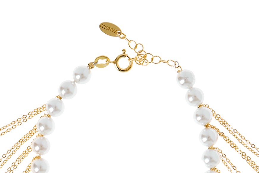 Bracciale argento dorato con perle shell e frange Selezione Zanolli