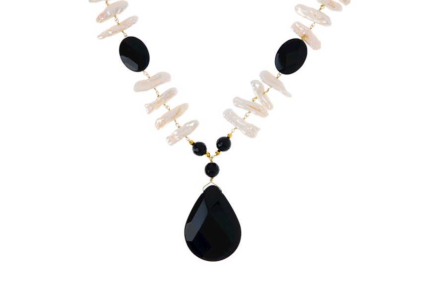 Necklace silver with pearls and black agate Selezione Zanolli