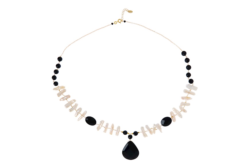Necklace silver with pearls and black agate Selezione Zanolli