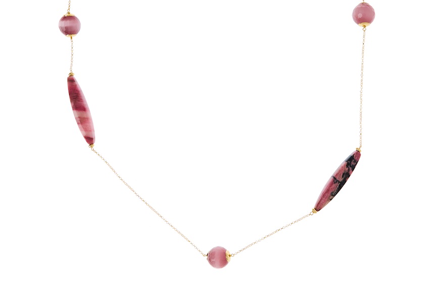 Collana argento dorato con occhio di gatto rosa Selezione Zanolli